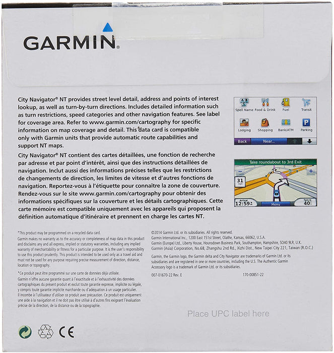 Garmin City Navigator 2016 Germany/Austria/Switzerland/Liechtenstein/Northern Italy/Eastern France Map microSD Card
