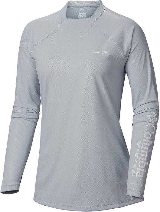 Columbia Women's Standard PFG Tidal Deflector Zero Long Sleeve Fish Shirt, Autzen, Cirrus Grey