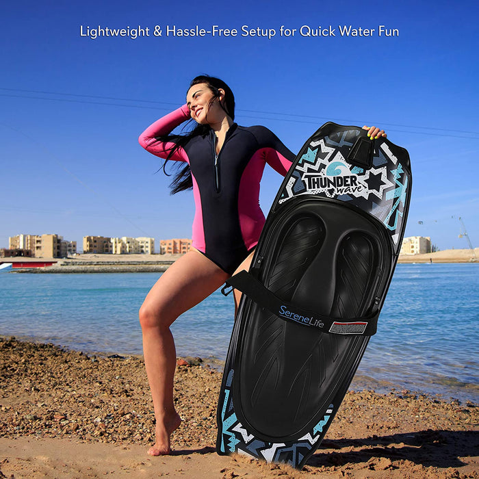 SereneLife Water Sport Kneeboard with Hook for Kids & Adults, Kneeboard with Strap for Boating, Waterboarding, Kneeling Boogie Boarding