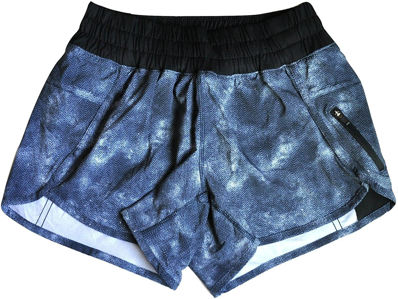 Lululemon Womens Tracker Short IV Black Grey White Zig Zag Run