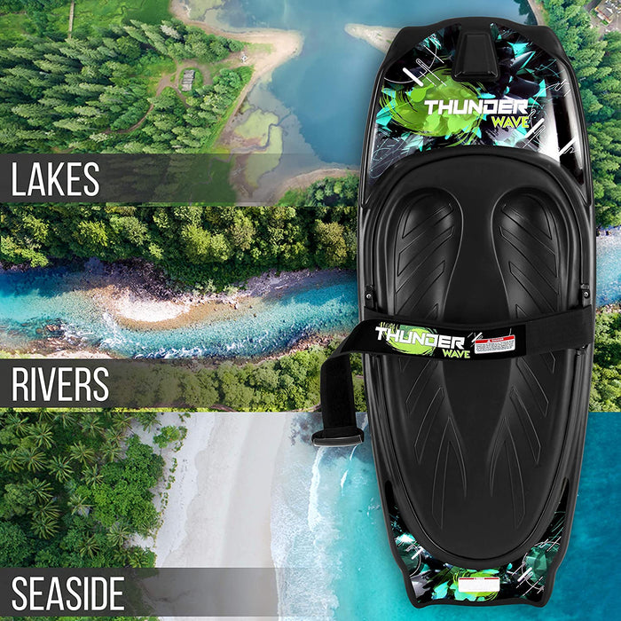 SereneLife Water Sport Kneeboard with Hook for Kids & Adults, Kneeboard with Strap for Boating, Waterboarding, Kneeling Boogie Boarding