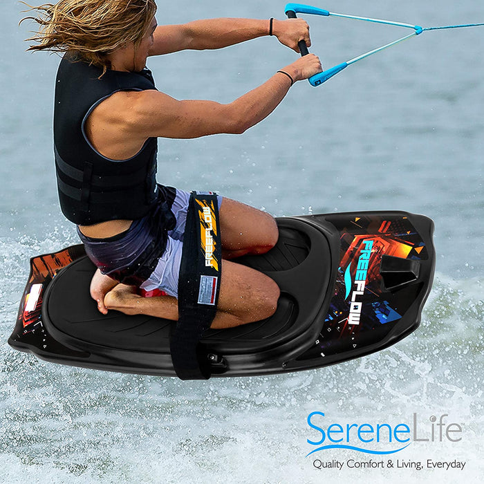 SereneLife Water Sport Kneeboard with Hook for Kids & Adults, Kneeboard with Strap for Boating, Waterboarding, Kneeling Boogie Boarding