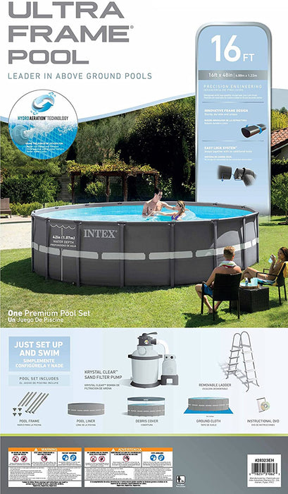 Intex 18ft X 52in Ultra Frame Pool Set with Sand Filter Pump, Ladder