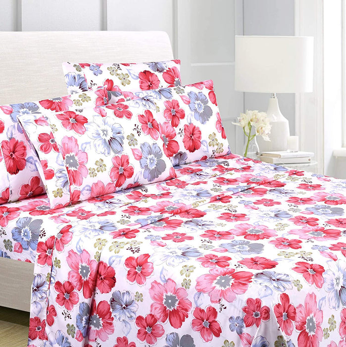 American Home Collection Deluxe 6 Piece Printed Sheet Set of Brushed Fabric, Deep Pocket Wrinkle Resistant - Hypoallergenic (Twin