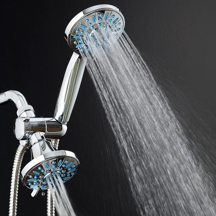 AquaDance Antimicrobial/Anti-Clog High-Pressure 30-Setting Combo Microban Nozzle Protection from Growth of Mold Mildew & Bacteria for Stronger Shower Aqua