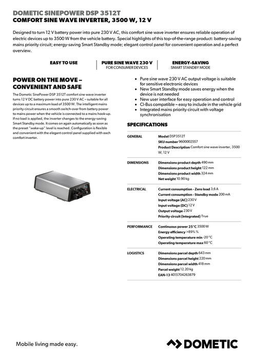 Dometic SinePower DSP3512T