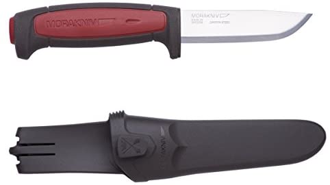 Morakniv Craftline Pro C Allround Fixed Blade Utility Knife with Carbon Steel Blade and Combi-Sheath, 3.6-inch