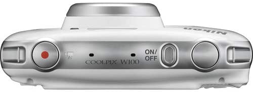 Nikon COOLPIX W100 Waterproof Rugged Digital Camera White Kid-Friendly - Bundle with BlueBackpack + 32GB Sandisk Memory Card + More