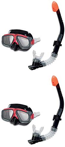 Intex Surf Rider Swimming & Diving Mask Snorkel Set for Ages 8+, Red (2 Pack)