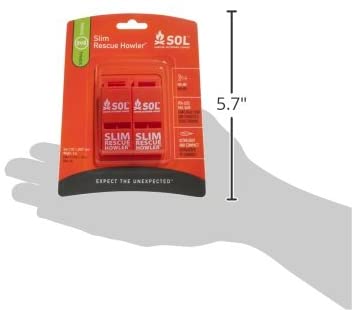 S.O.L. Survive Outdoors Longer Slim Rescue Howler Whistle (2-Count), Orange, Model:AD0010