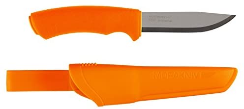 Morakniv Bushcraft Fixed Blade Knife with Sandvik Stainless Steel Blade, Orange, 0.125/4.3-Inch