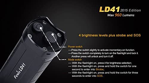 Fenix LD42 AA Battery Powered 1000 Lumen Rotary Controller LED Flashlight w/Four X EdisonBright AA Batteries Bundle