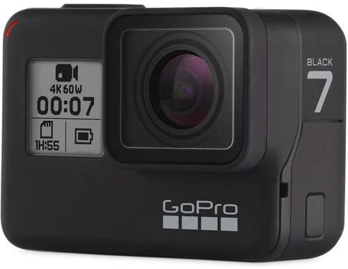 GoPro HERO7 Black - Waterproof Action Camera with Touch Screen (HERO7 Black), 4K HD Video, 12MP Photos, Live Streaming and Stabilization - Base Kit