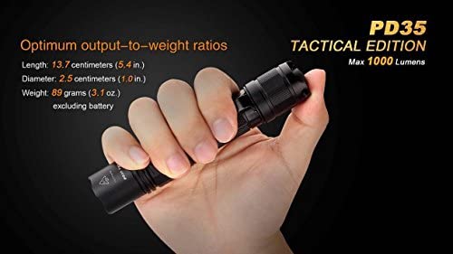 Fenix PD35 TAC 1000 Lumen CREE LED Tactical Flashlight with USB Rechargeable, Weapon Mount kit with EdisonBright USB Charging Cable Bundle