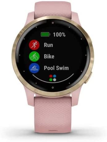 Garmin vivoactive 4S GPS Smartwatch (Light Gold with Dust Rose Band) Performance Bundle (4 Items)