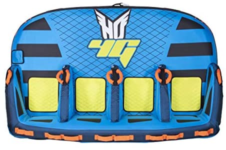 HO Sports HG 4-Person Multi-Directional Ride-On Chariot and Couch Style Towable Tube with Attachments