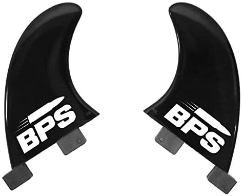 BPS Fiberglass Reinforced Nylon Surfboard Fins (2 Fins) Black Side Fins, FCS GL Style Fin Set with Wax Comb, Bottle Opener and Hex Key