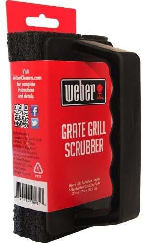 Weber Grill Brush Scrubber - Heavy Duty Grate Cleaner - With 3 Replaceable Pads