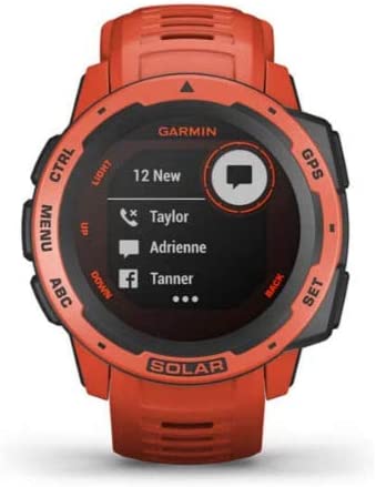 Garmin Instinct Solar Smartwatch (Flame Red) Performance Bundle (4 Items)