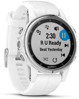 Garmin Fenix 5S Plus Sapphire Multisport GPS Watch (White with Carrera White Band) Performance Bundle (5 Items)