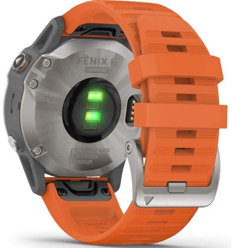 Garmin Fenix 6 Multisport GPS Smartwatch (47mm | Sapphire Edition| Titanium & Ember Orange Band) 010-02158-13 Bundle Kit