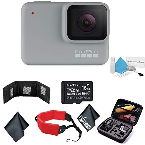 GoPro HERO7 White - Waterproof Digital Action Camera with Touch Screen 1080p HD Video 10MP Photos CHDHB-601- Bundle with 16GB Memory Card + Floating Wrist Strap
