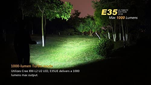 Fenix E35 Ultimate Edition 1000 Lumen (E35UE) CREE LED Flashlight with holster and Two EdisonBright CR123A Lithium batteries bundle