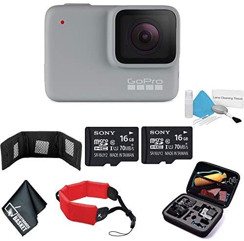GoPro HERO7 White - Waterproof Digital Action Camera with Touch Screen 1080p HD Video 10MP Photos CHDHB-601- Bundle with 2X 16GB Memory Cards + Floating Strap + More