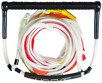 HO Sports 67127090 Universal Deep V 1 Piece 75 Foot 1 Section Slalom Water Ski Mainline Tow Line Rope & 12 Inch Handle with Tacky Grip