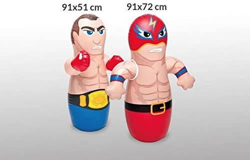36" 2 Pack 3-D Bop Bag Masked Wrestler and Boxer - MMA Fighter Wrestling Kick Boxing Tackle Buddy Punching Bop Bag Fun Kids Indoor Outdoor Toy