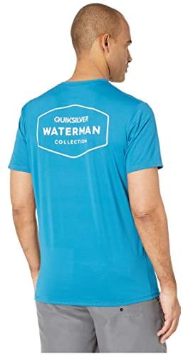 Quiksilver Waterman Men's Gut Check SS Short Sleeve Rashguard SURF Shirt, Blue, S