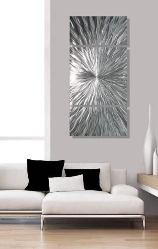 Statements2000 Silver Modern Metal Wall Art Sculpture by Jon Allen - Multi Panel Tryptych Home Décor, Vortex 3P