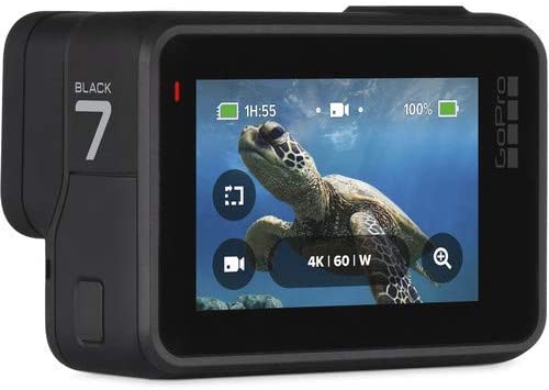 GoPro HERO7 (Black) Waterproof Digital Action Camera with Touch Screen 4K HD Video 12MP Photos Live Streaming Stabilization - Bundle with 2X 16GB Memory Cards + Floating Strap + More