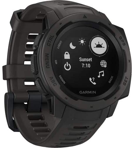 Garmin Instinct Outdoor GPS Watch (Graphite) with Universal USB Cube Adapter