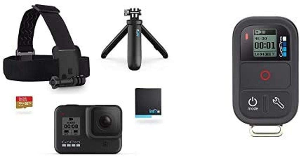 GoPro Hero8 Black Official Holiday Bundle - Includes Hero8 Black Camera Plus Shorty, Head Strap, 32GB SD Card