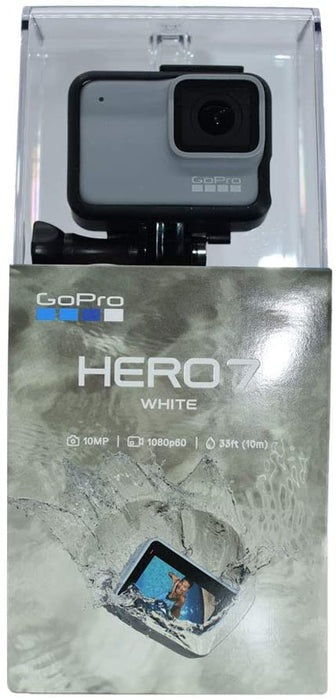 GoPro Hero 7 (White) Waterproof Digital Action Camera + Sandisk Extreme 32GB MicroSD Memory Card + Medium Case + Flexible Tripod + Head & Chest Strap + Monopod + Floating Handle + Wrist Strap + Clamp