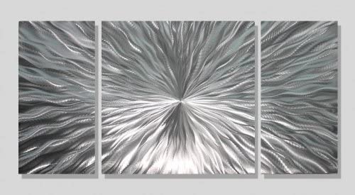 Statements2000 Silver Modern Metal Wall Art Sculpture by Jon Allen - Multi Panel Tryptych Home Décor, Vortex 3P