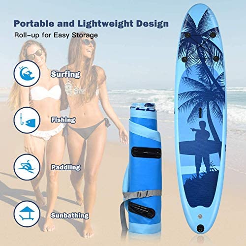 Goplus 9.8'/10'/11' Inflatable Stand Up Paddle Board, 6.5” Thick SUP with Premium Accessories and Carry Bag, Wide Stance, Bottom Fin for Paddling, Surf Control, Non-Slip Deck
