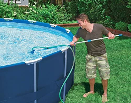 Intex 26711EH 12ft x 30in Prism Metal Frame Above Ground Swimming Pool with Filter Pump and Cleaning Maintenance Kit with Vacuum, Skimmer and Pole