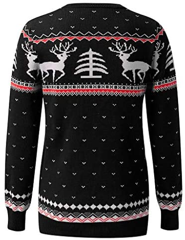 Hengshikeji Ugly Christmas Sweater Women Xmas Snowflake Elk Floral Printed Sweatshirt Plus Size Blouse Tops