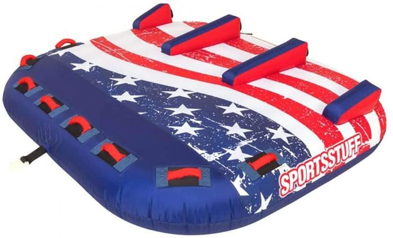 SportsStuff Stars & Stripes 3 Rider Towable Inflatable Tube with Nylon Cover