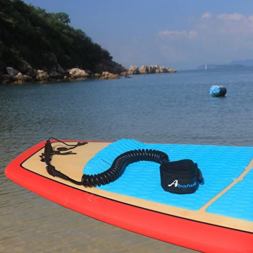 Abahub Premium Coiled SUP Leash, Stand-up Paddleboard Legrope, 10 feet 7 mm Thick