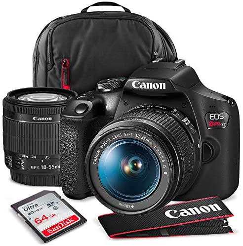 Canon T7 EOS Rebel DSLR Camera with EF-S 18-55mm f/3.5-5.6 is II Lens and 67" Tripod/Monopod + AF Power Zoom Flash + 64GB SD Card Pro Photo Travel Bundle