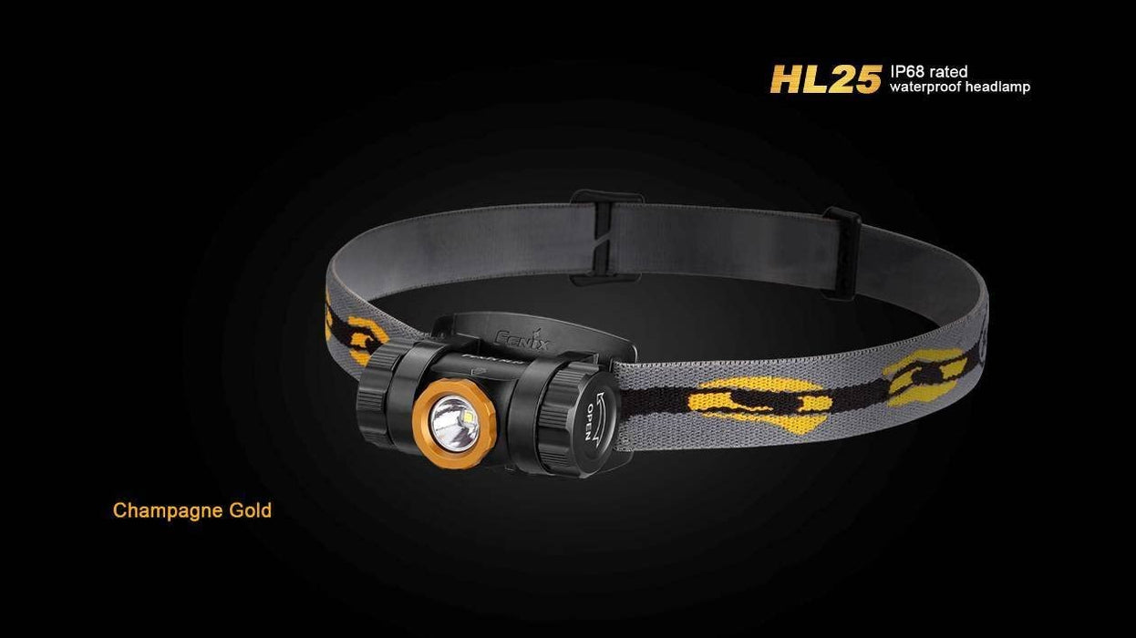 Fenix HL25 280 Lumen Light Weight CREE XP-G2 R5 LED Headlamp (Champagne Gold Color) with 3 X EdisonBright AAA Alkaline Batteries Bundle