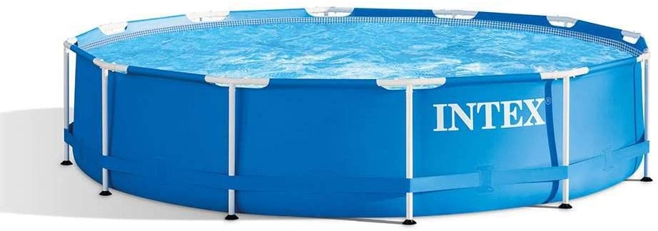 Intex 28200EH 10 Foot x 30 Inch Outdoor Metal Frame Above Ground Round Swimming Pool That Fits Up to 4 People with Easy Set-Up (Pump Not Included)
