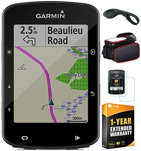 Garmin Edge 520 Plus Cycling GPS/GLONASS (010-02083-00) with Bike Mount Edge, Bike Frame Cell Phone Mount, Tempered Glass Screen Protector & 1 Year Extended Warranty