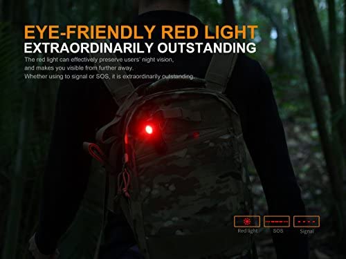 Fenix LD15R 500 Lumen Right-Angle White Red LED Rechargeable Mini Flashlight with 2x Batteries and LumenTac Battery Organizer