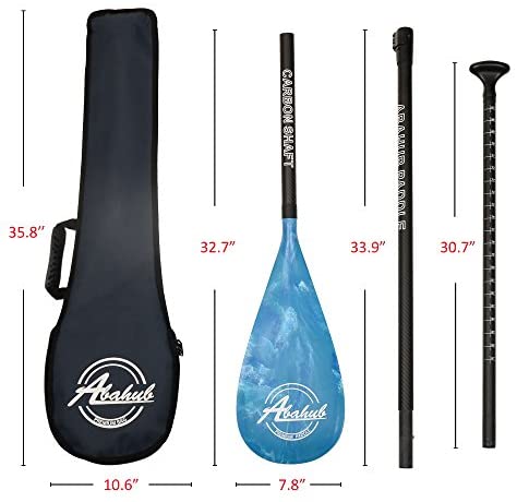 Abahub 3-Piece Adjustable Carbon Fiber SUP Paddle Carbon Shaft + Carrying Bag for Stand Up Paddleboard
