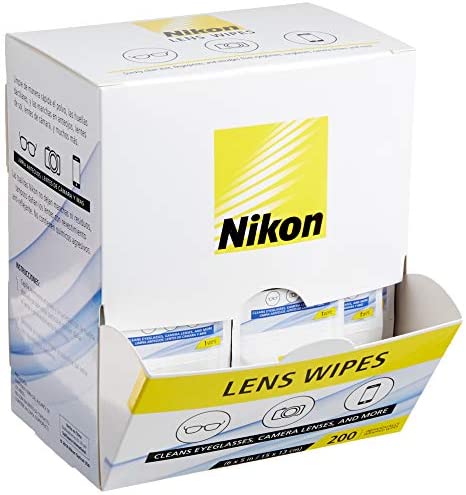 Nikon Pre-Moistened Lens Cleaning Wipes - Cleans Without Streaks for Eyeglasses and Sunglasses Wipes 200 Ct