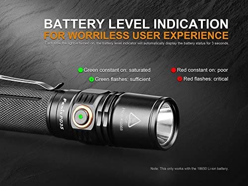 Fenix PD35 V2.0 2018 upgrade 1000 Lumen Flashlight rechargeable bundle with Fenix USB Rechargeable li-ion Battery & EdisonBright battery carry case